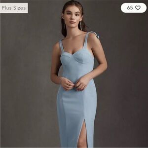 BHLDN Blue Storm Cloud Wedding Guest Sleeveless Dress with Slit Size 2